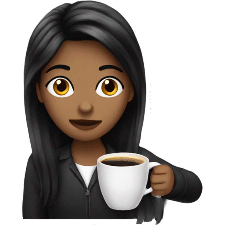 Black hair drinking espresso emoji