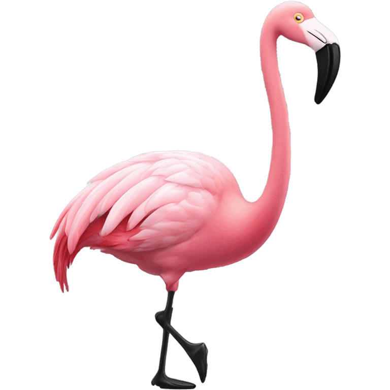 a pink flamingo with tap-dancing shoes emoji