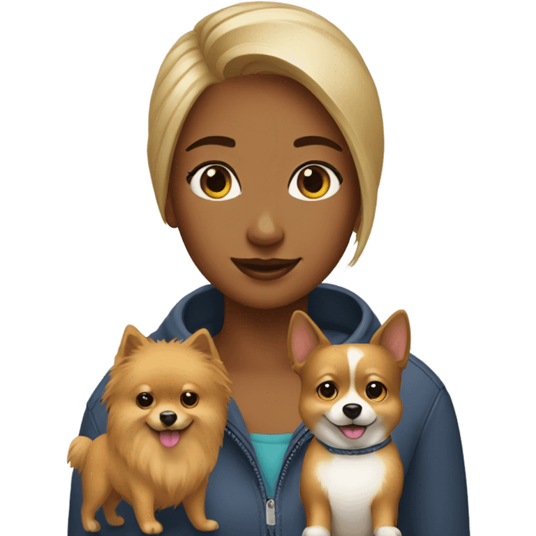 A girl with a pomeranian emoji