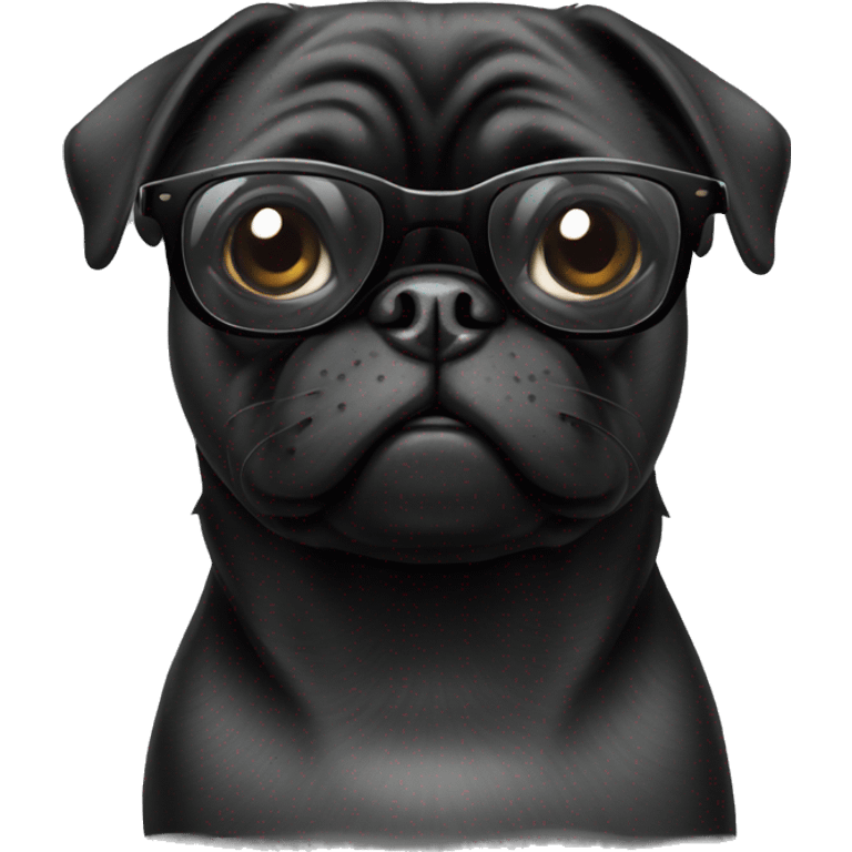 Black pug with glasses  emoji