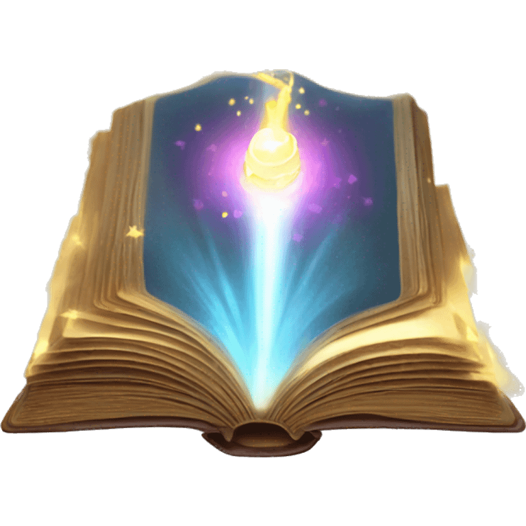 one open magic book with light beams coming out emoji