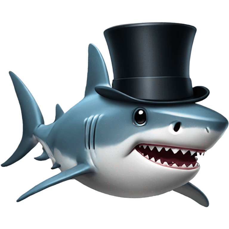 Shark with a top hat emoji