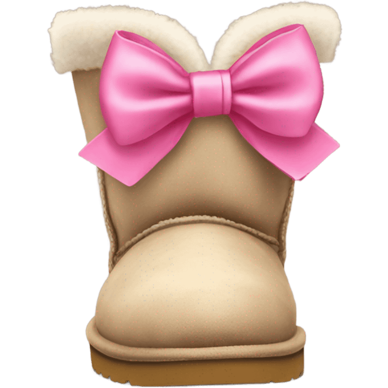 Beige uggs with pink bow on the back emoji