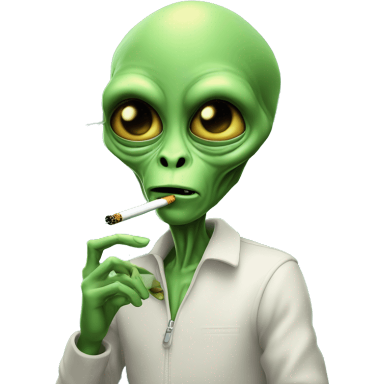 Alien smoking a joint emoji