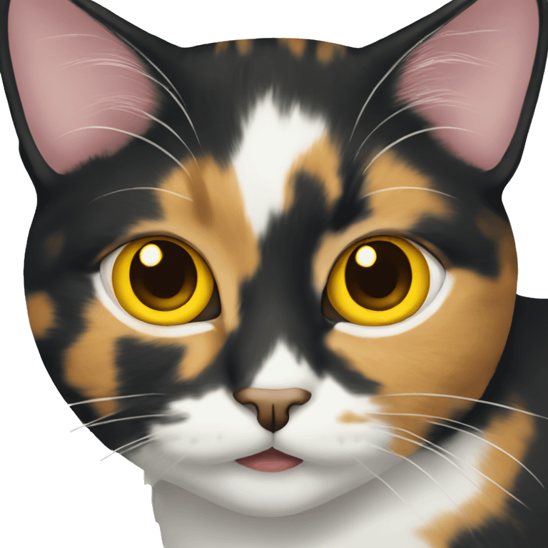 Calico cat with yellow eyes emoji