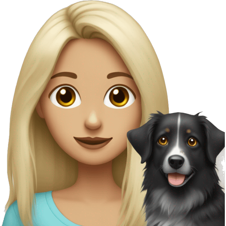 Blonde girl with black Australian shepherd emoji