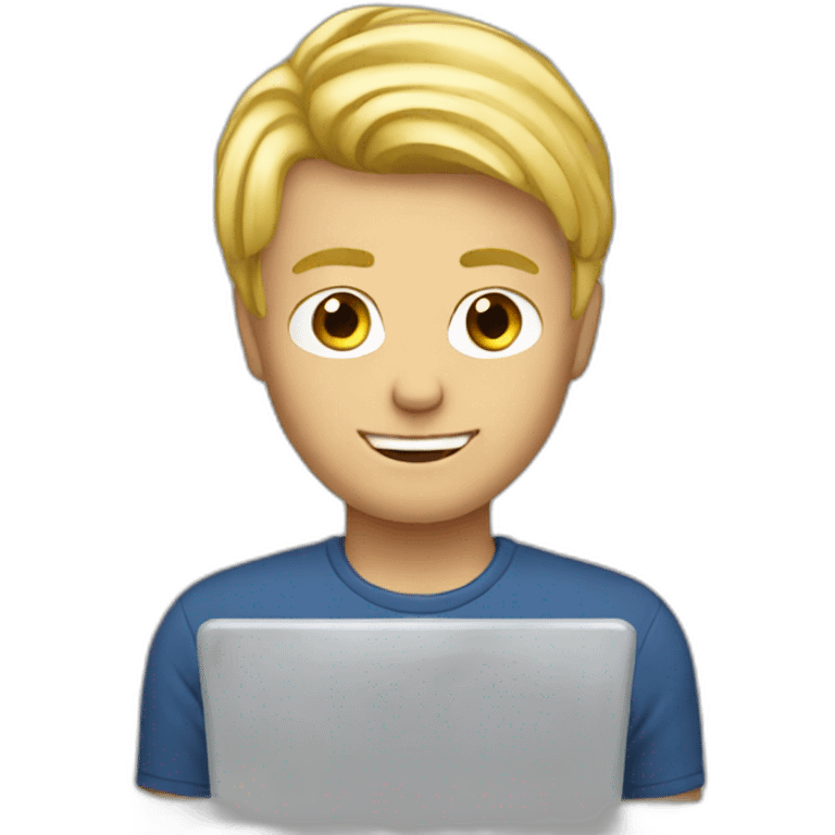 blonde guy with laptop emoji