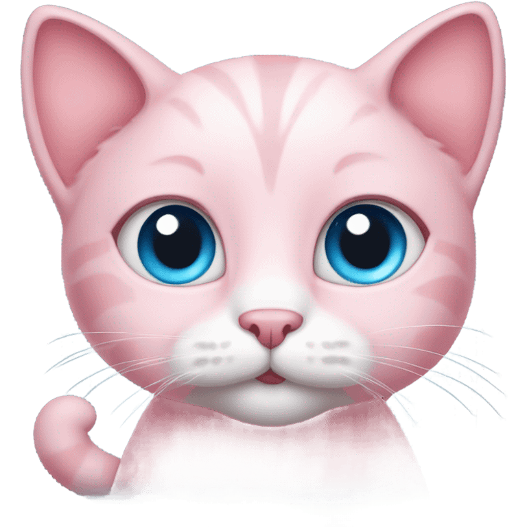 Cute pink cat with blue eyes emoji