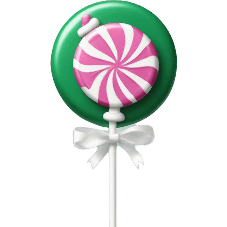 Two Christmas lollipops in dark green, pink and white emoji