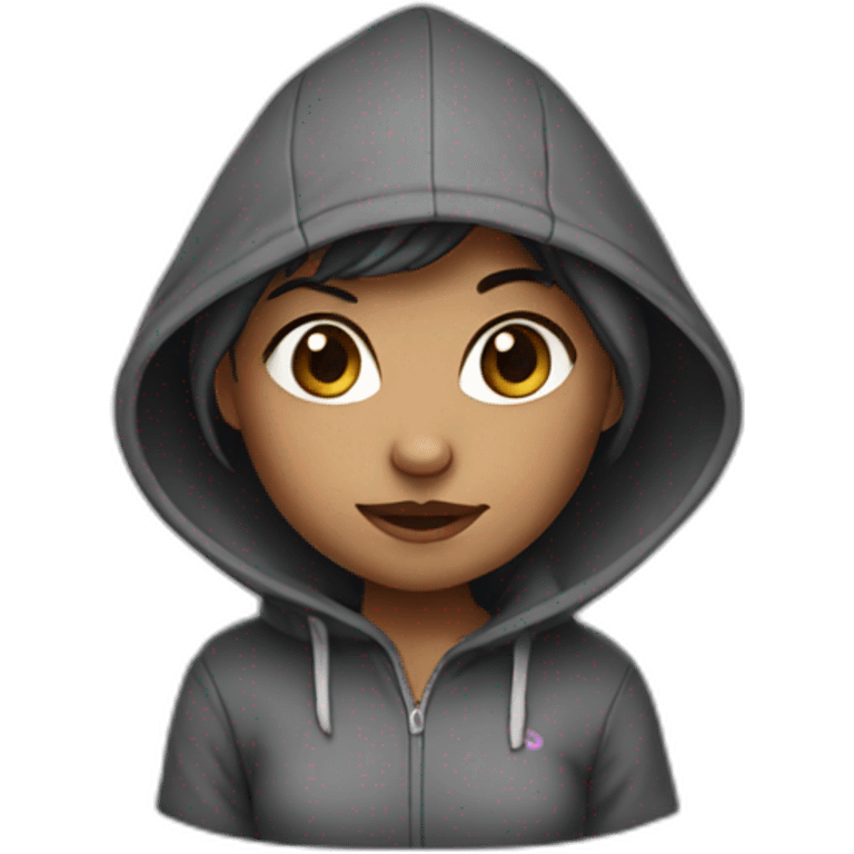 A girl in a rat hoodie emoji