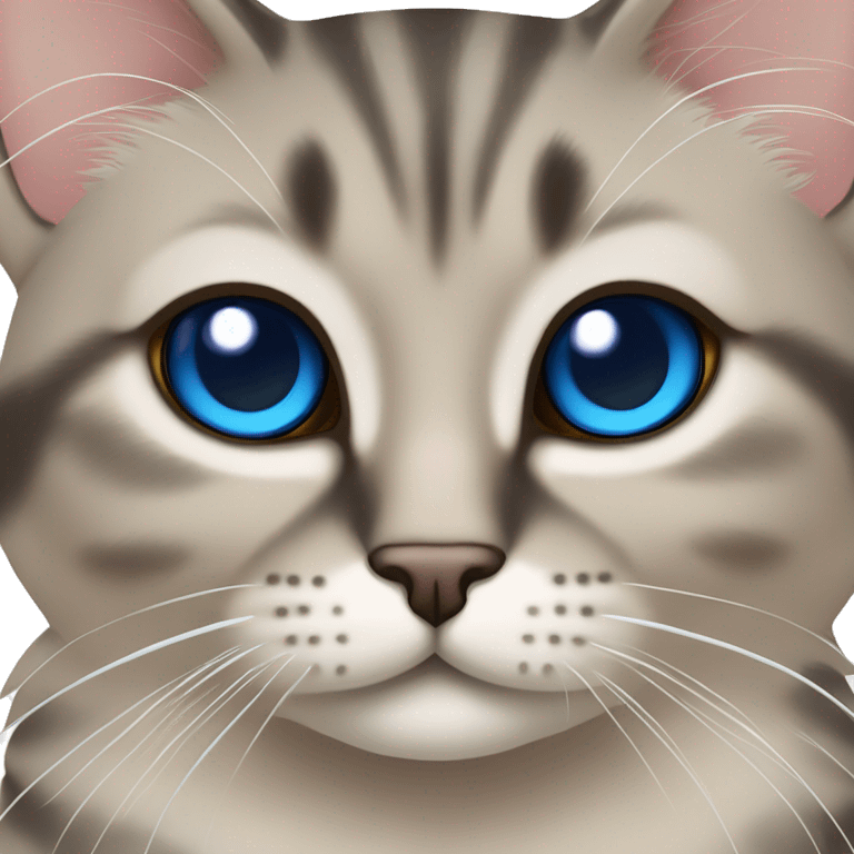 un chat siamois croisé tabby au yeux bleu emoji