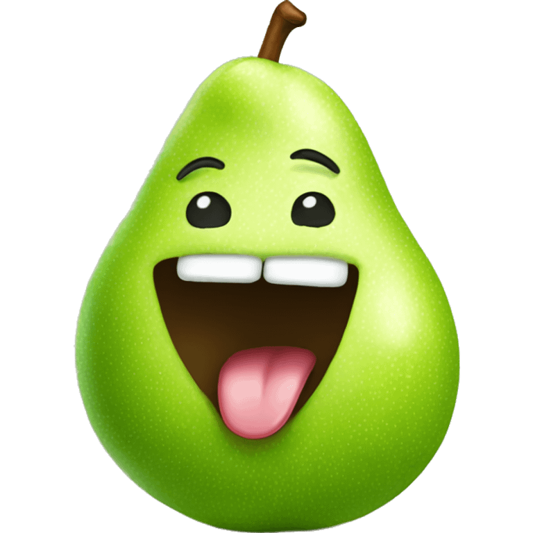 Green Cute pear with tongue emoji