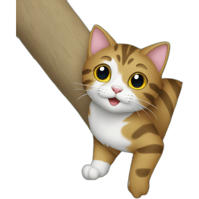 Cat climbing up tree emoji