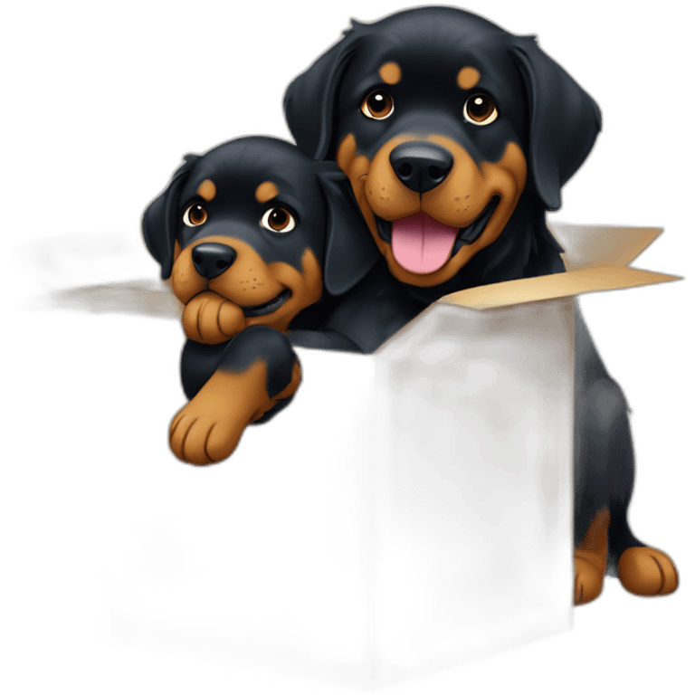 A Rottweiller hugging à golden retriever in box emoji