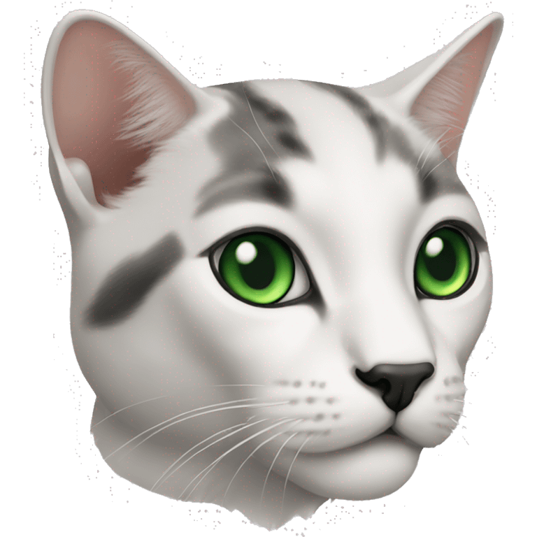 cat kornish rex white with green eyes and black nose emoji