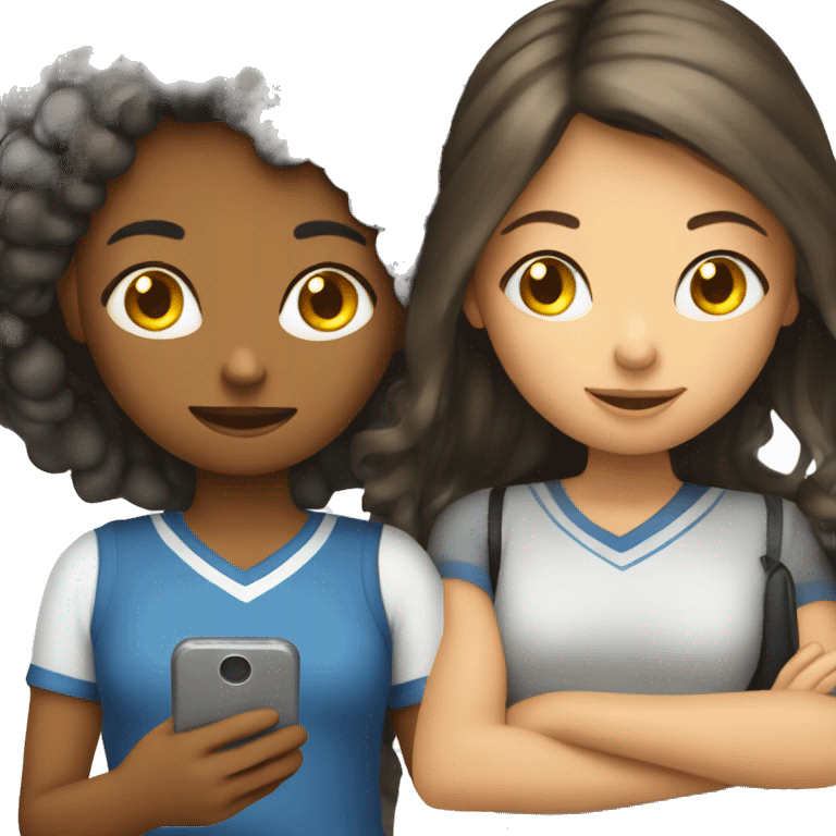 Girl with mom texting eacher emoji