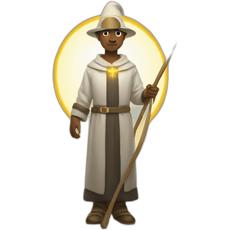 pilgrim with a staff and a halo of light emoji