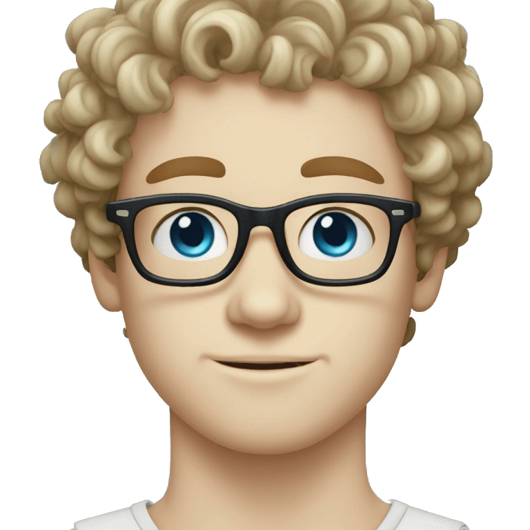 nerd, glasses, blue eyes, pale skin, curly hair emoji