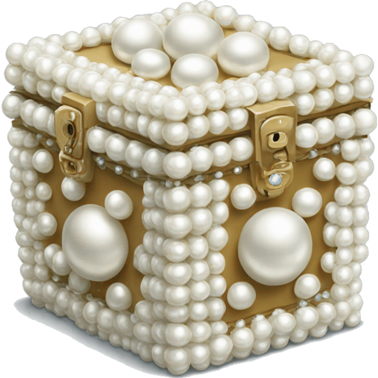 A box made of pearls with a little mirror emoji