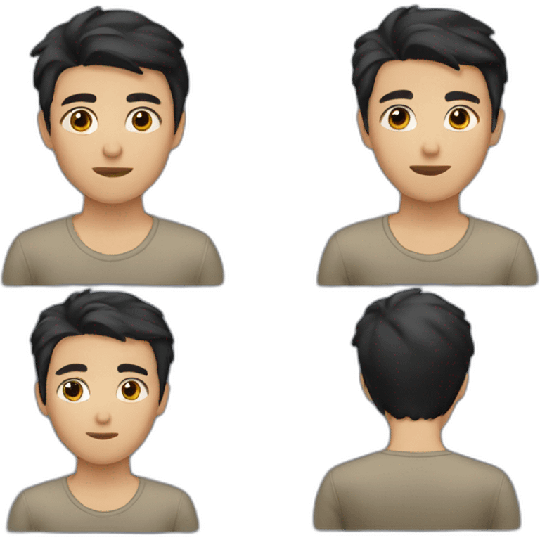 Boy With short dark hair and blue e2 emoji