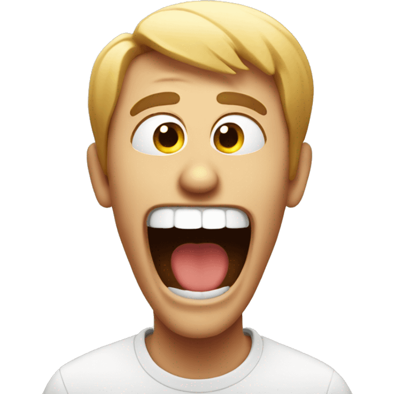 laughing guy with shocked face emoji