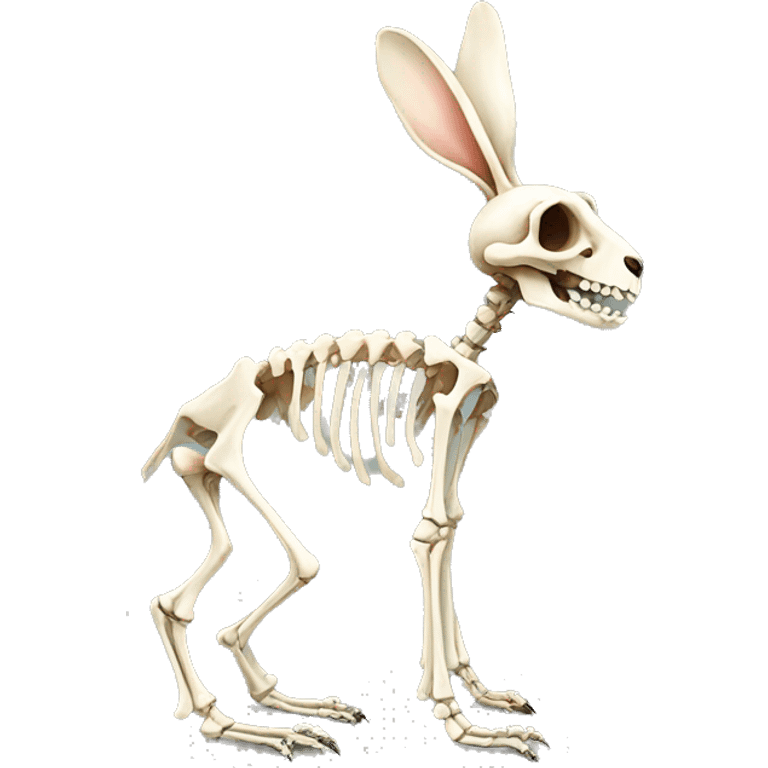 A full-length rabbit skeleton with crosses over its eyes emoji