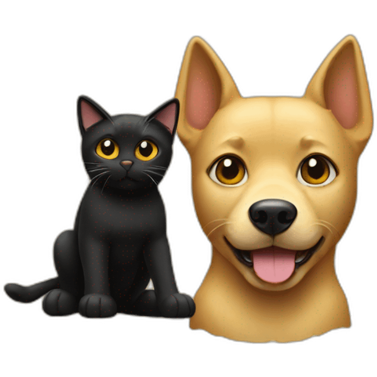 golden dog and black cat emoji