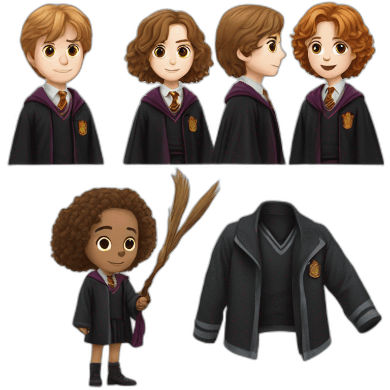 Harry Potter, Ron Wisley and Hermione Granger emoji