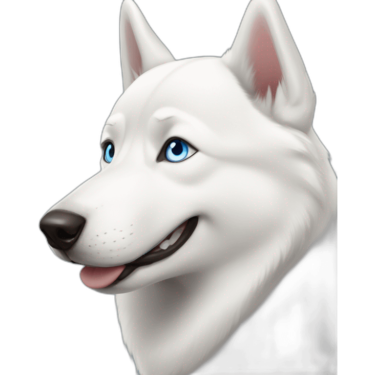 Happy white husky blue eyes without eyebrows emoji