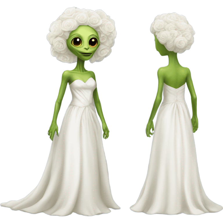 a Reptilian alien woman, full body, Wedding dress emoji