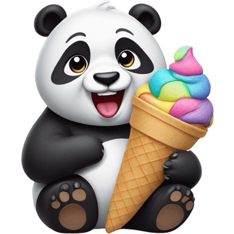 Panda eating ice cream emoji