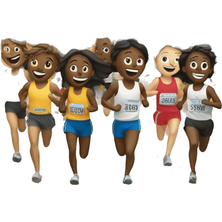 Happy group running Marathon emoji