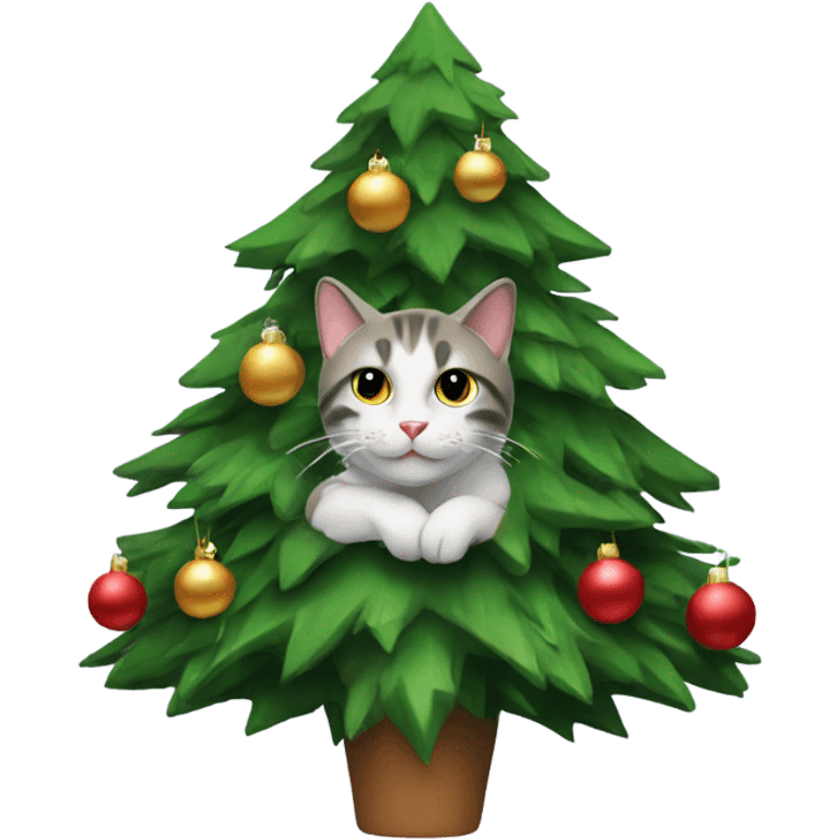 Cat in Christmas tree emoji