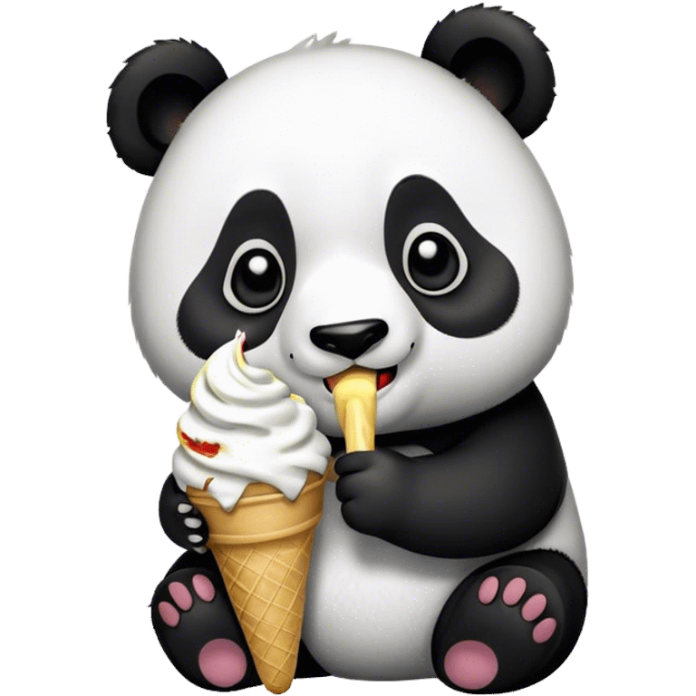 Panda eating ice cream emoji