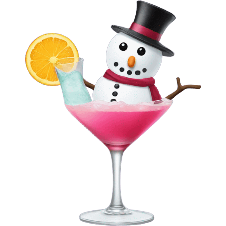 Snowman drinking a cosmo emoji