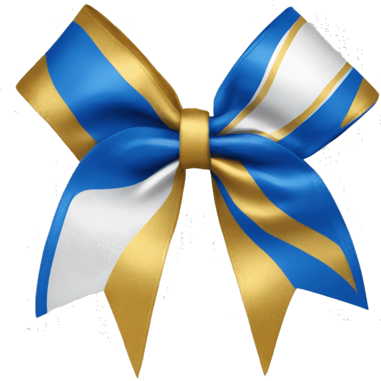 Blue and gold and white cheerleading bow emoji