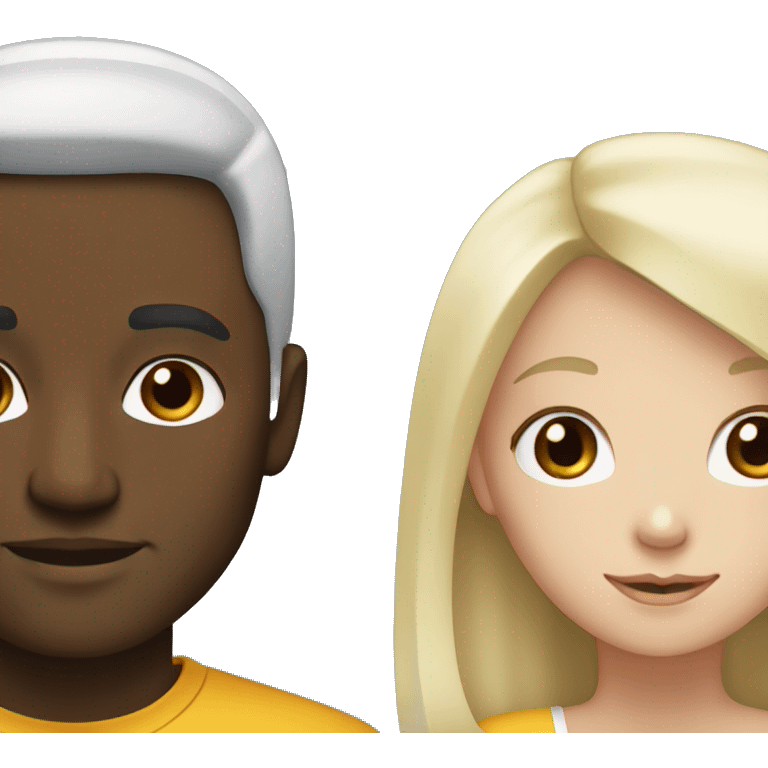 A black man with a white blonde girl  emoji