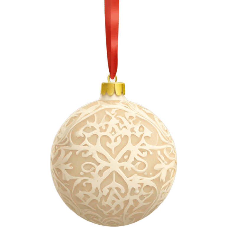 A cream-colored Christmas ornament with intricate patterns  emoji