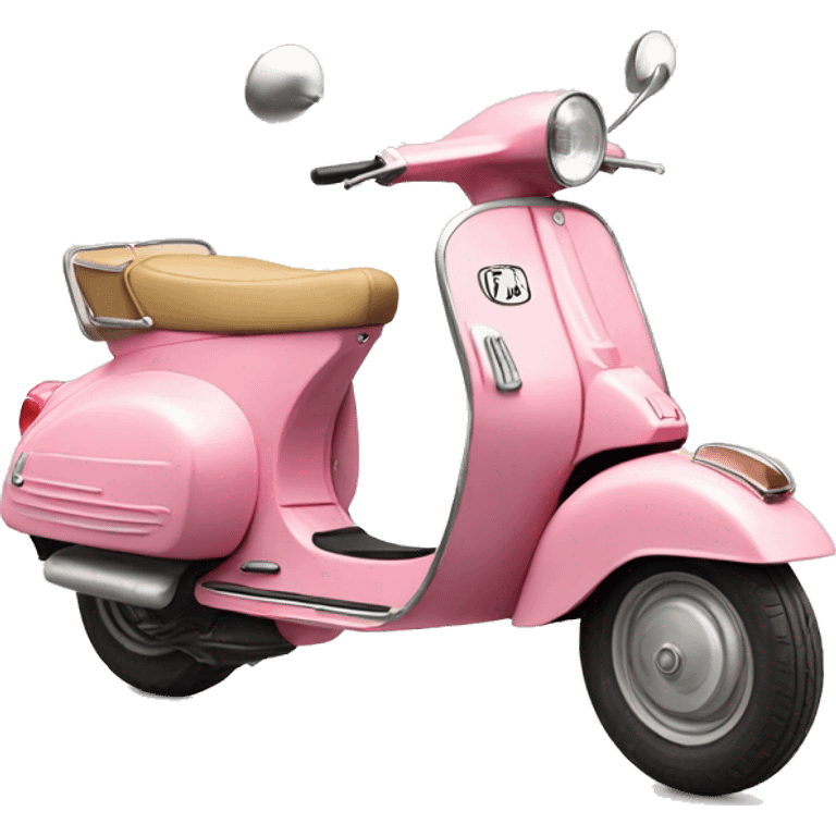 A vintage, pink Vespa with a beige saddle  emoji