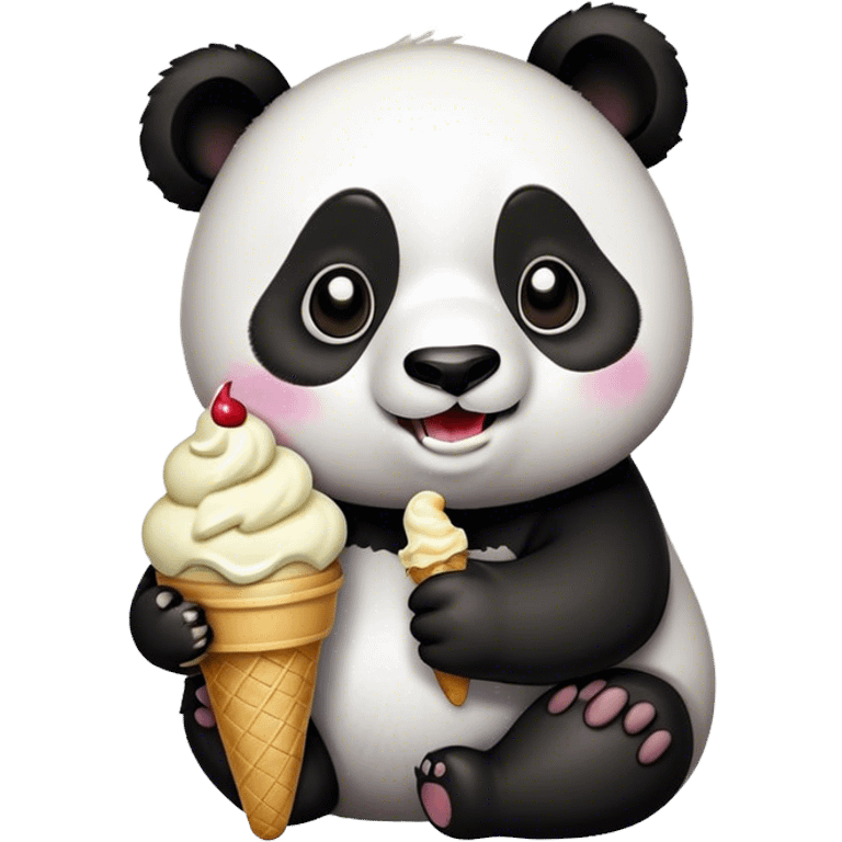 Panda eating ice cream emoji