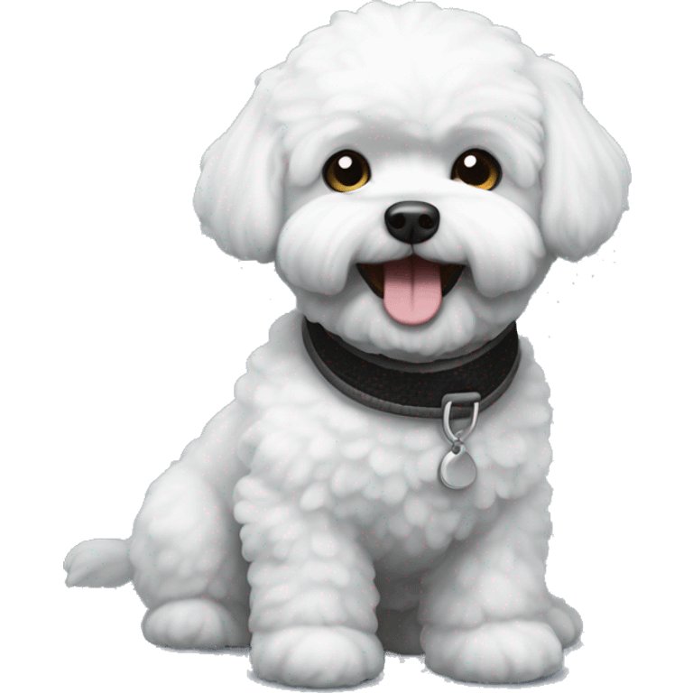 Grey black happy Bichon Frisé  emoji