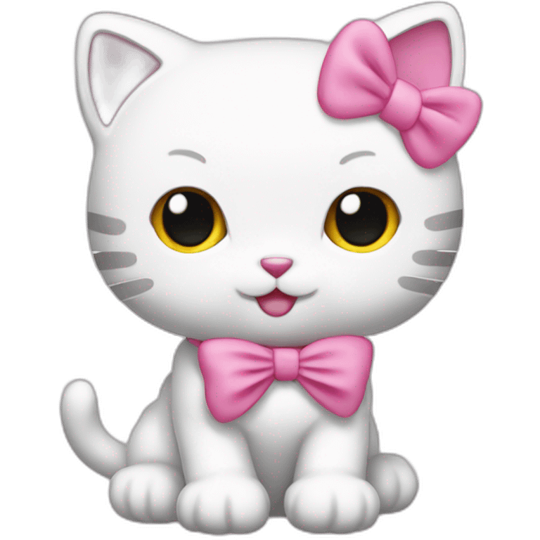 cat white hello kitty with pink bow emoji