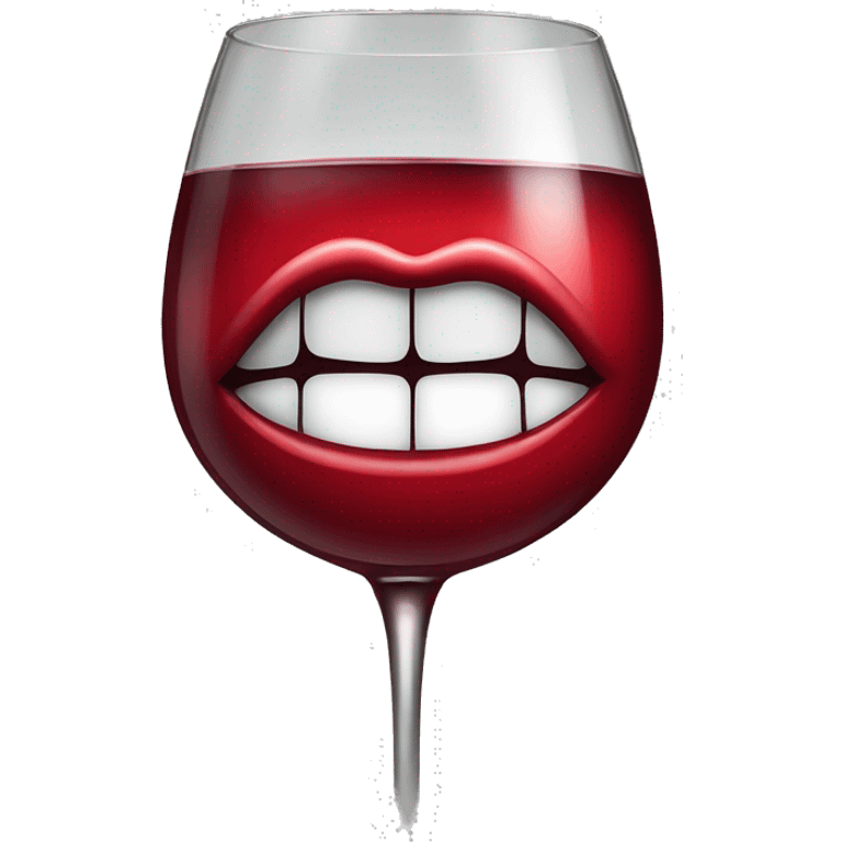 a glass of wine with a lipstick mark is red emoji