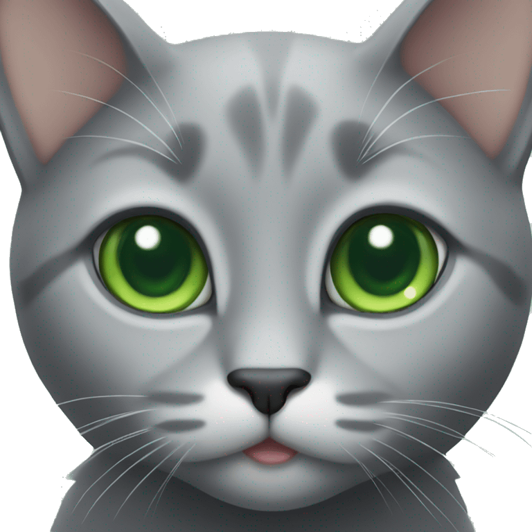 Grey cat with green eyes emoji