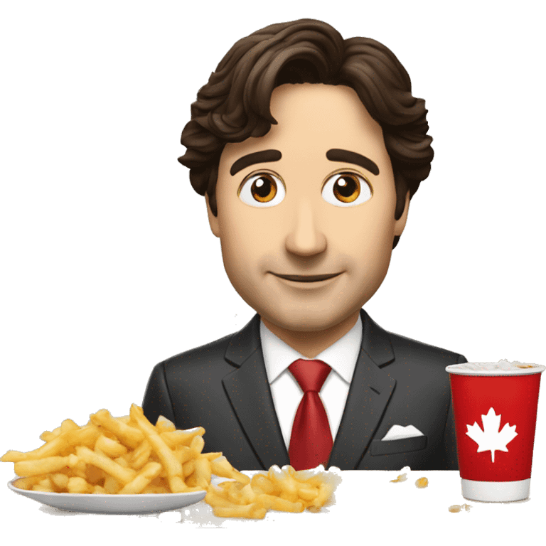 Trudeau qui mange une poutine emoji