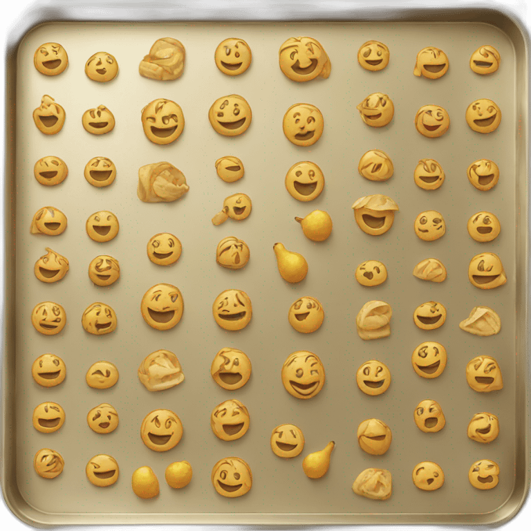 sheet pan with backed  goods emoji