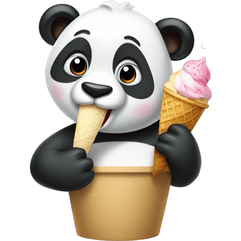 Panda eating ice cream emoji