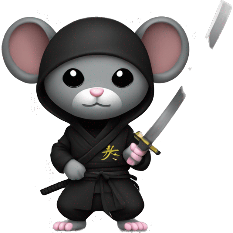 ninja black color rat with katana emoji