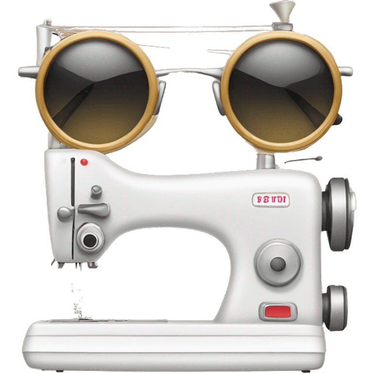 sewing machine with sunglasses emoji