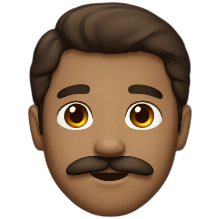 mustache brown hair young emoji